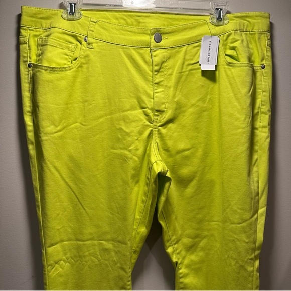 Lane Bryant Plus Size Curvy Fit Sateen Skinny Pants in Neon Yellow/Lime Green 22 - Picture 8 of 15